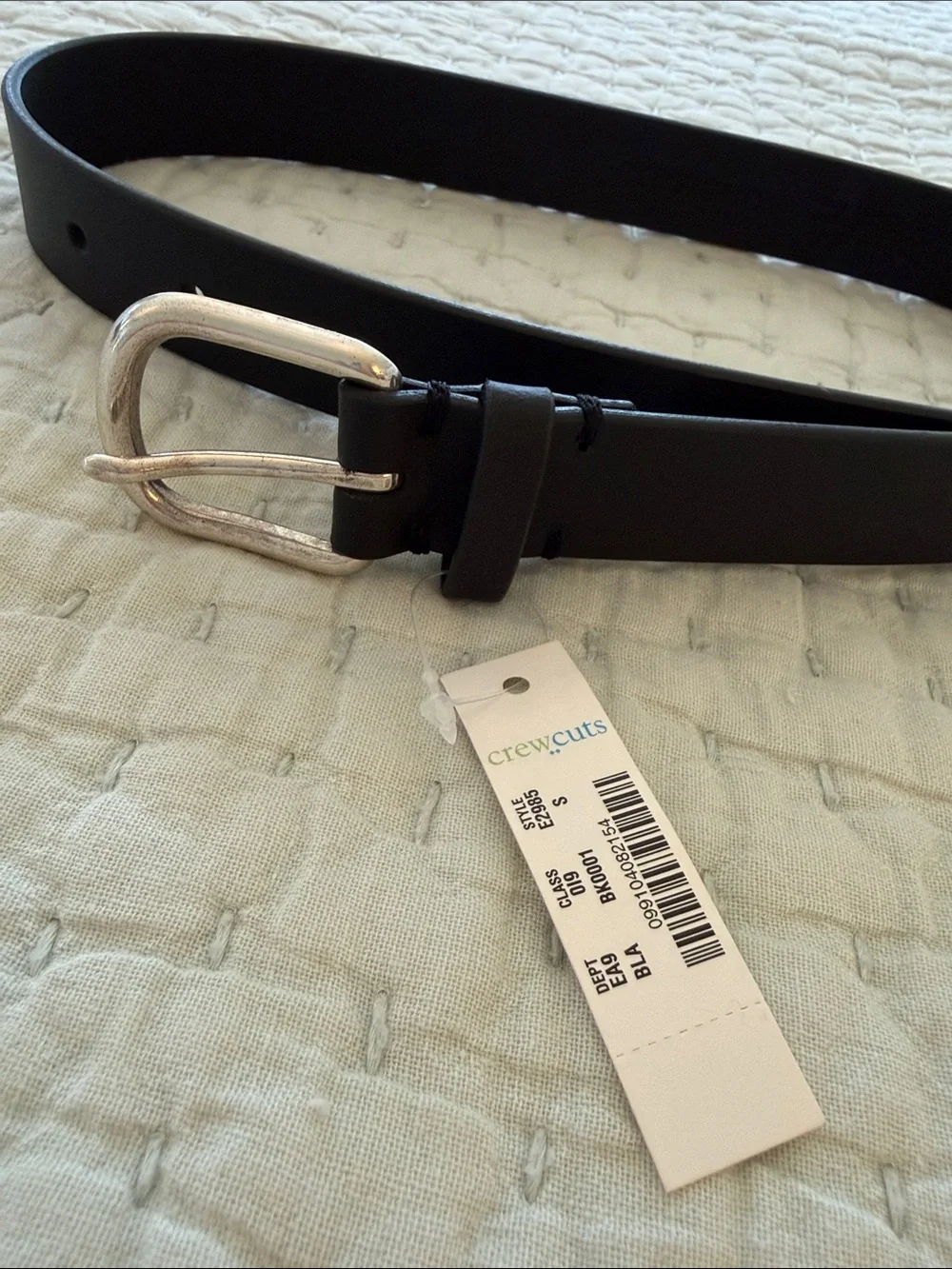 J. Crew Factory Black Leather Kids' Belt with Silver Buckle - Size Small